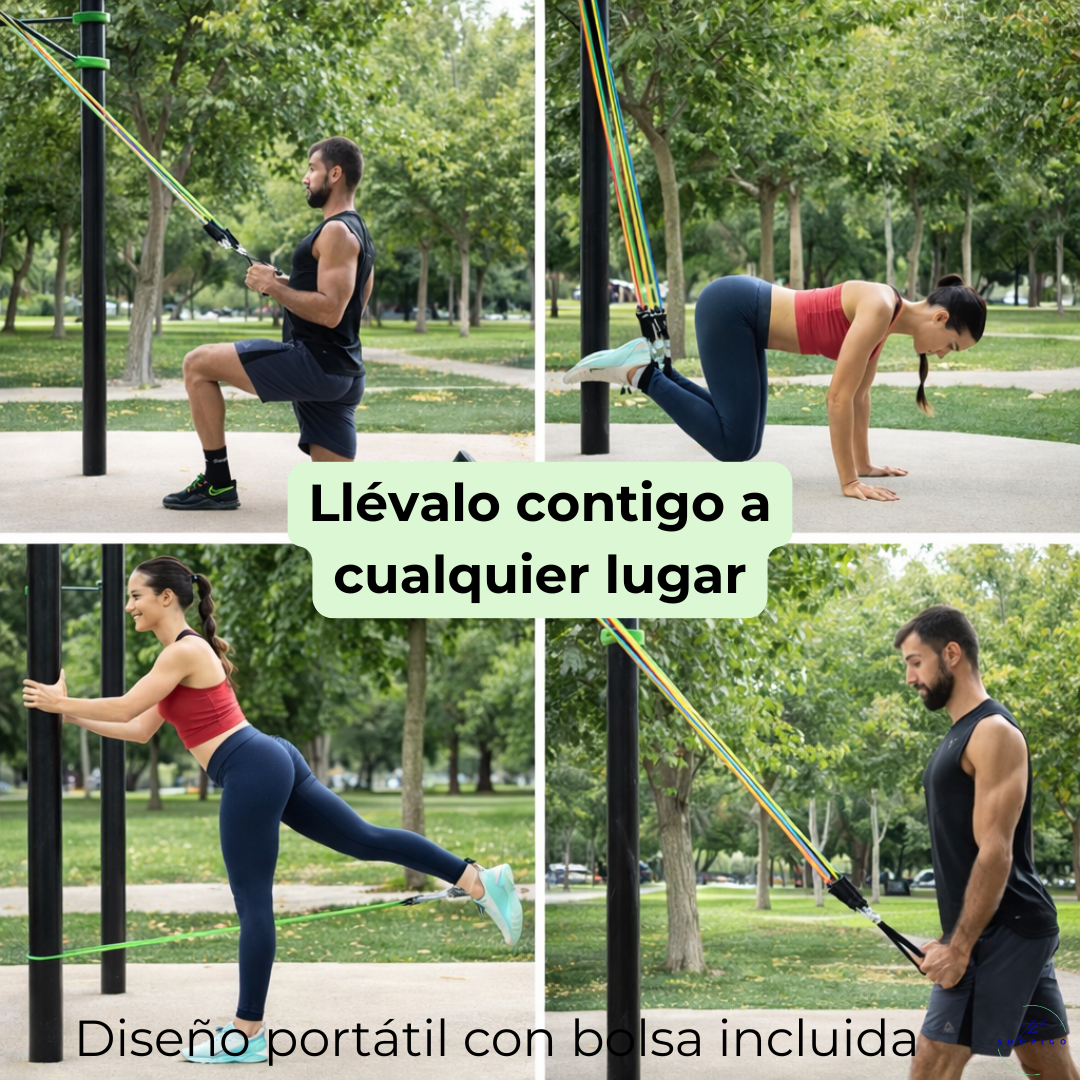 Set de Bandas de Resistencia con Accesorios + Guía de Ejercicios ¡GRATIS!