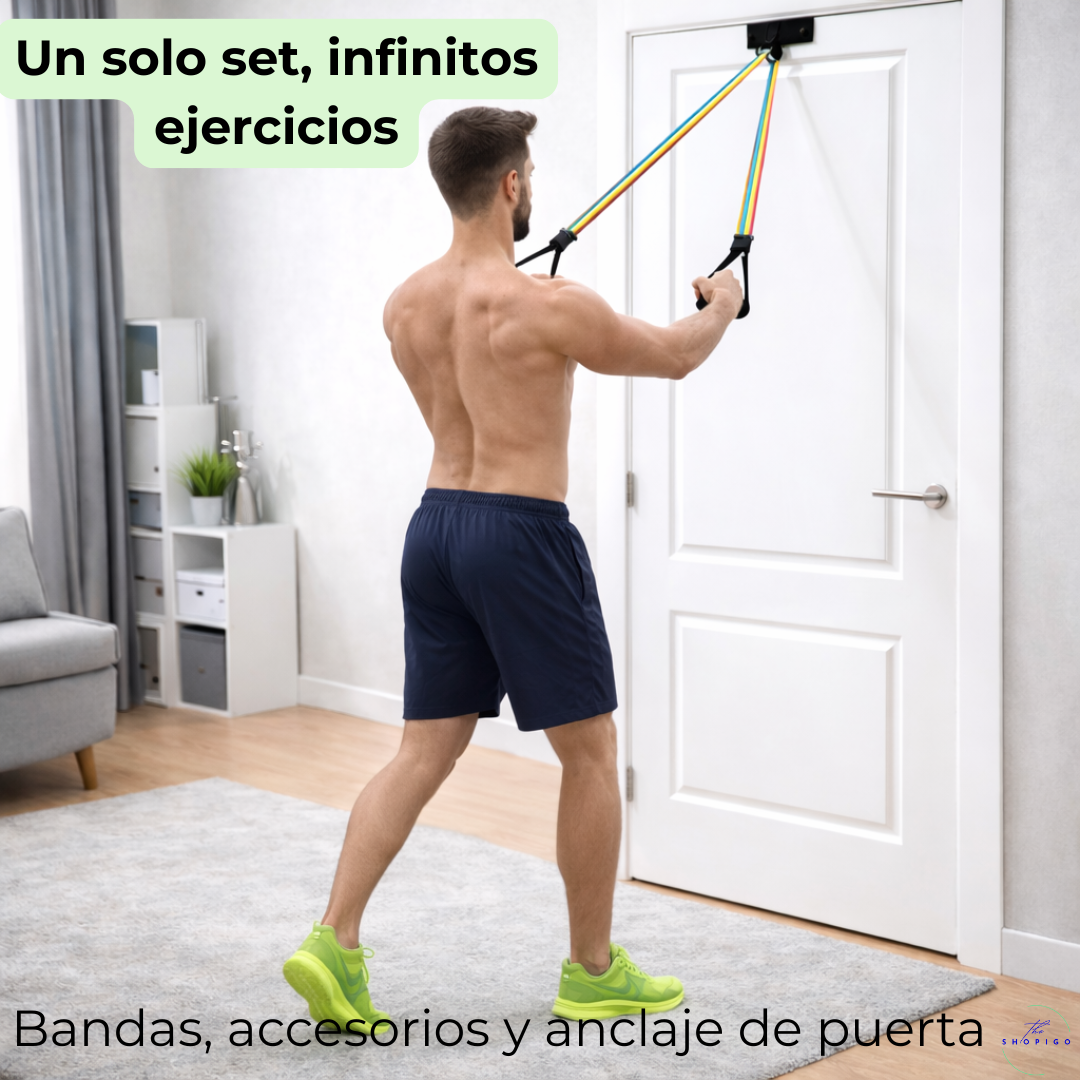 Set de Bandas de Resistencia con Accesorios + Guía de Ejercicios ¡GRATIS!