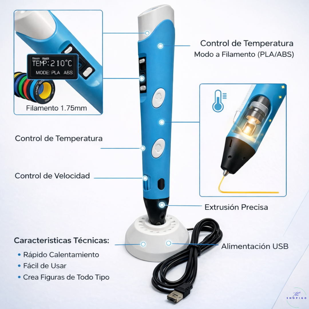 Bolígrafo 3D - Incluye 10 filamentos de regalo