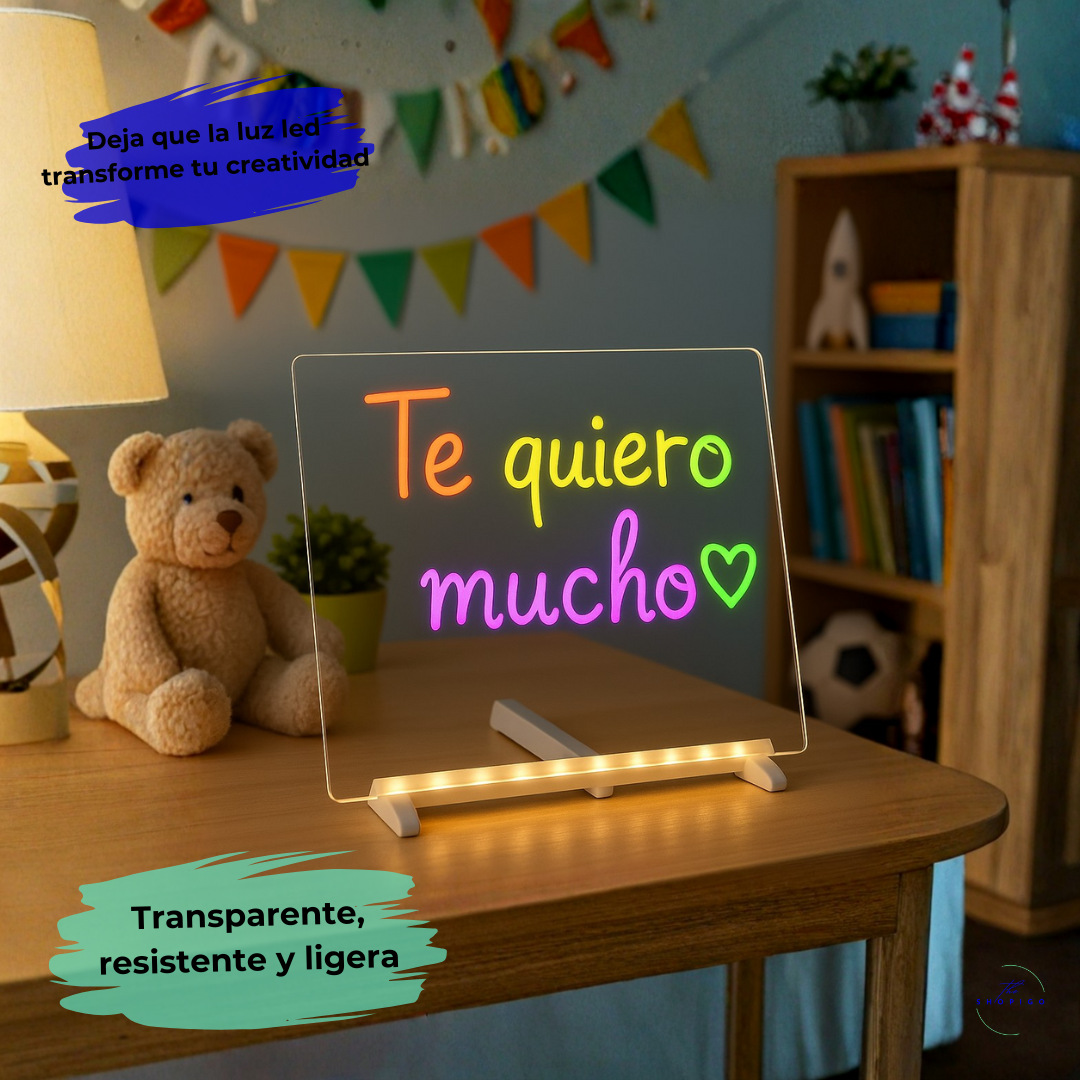 Pizarra led - Incluye 7 rotuladores + 12 plantillas de regalo