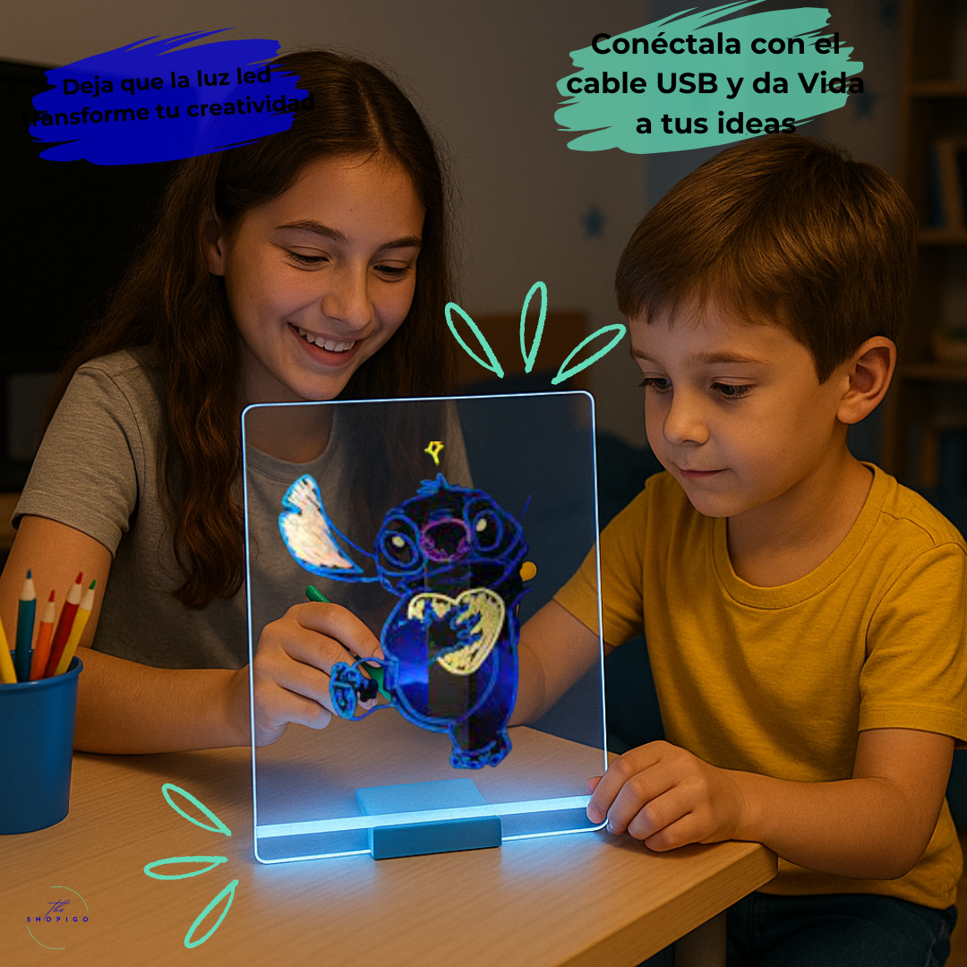 Pizarra led - Incluye 7 rotuladores + 12 plantillas de regalo