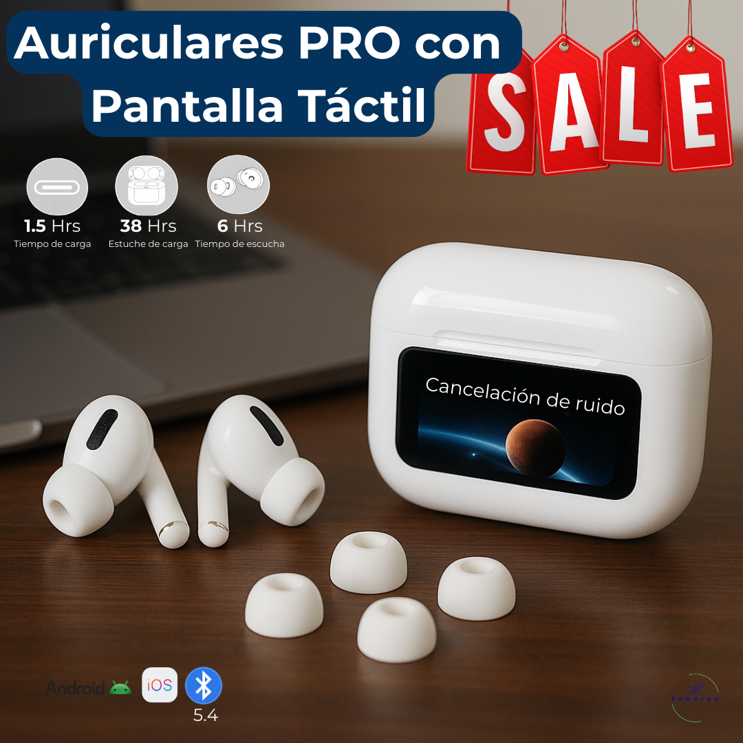 Auriculares inalámbricos PRO con pantalla y cancelación de ruido