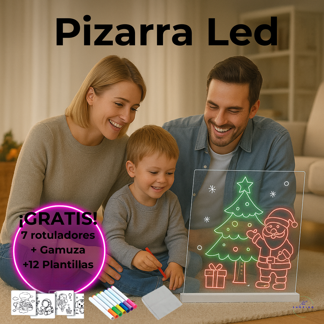 Pizarra led - Incluye 7 rotuladores + 12 plantillas de regalo